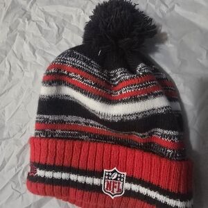 New Era NFL Pom Beanie - Red, Black, and White